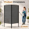 [Outdoor Privacy Fence] 38" X 71" Outdoor Privacy Fence Screen, Black Wooden Slatted Panels With Sturdy Metal Stakes, 12" Ground Insert, Garden Privacy Fence For Air Conditioner Cover, Patio, Yard, Pet Fence And Outdoor Decoration