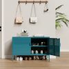 product-fancy-22f25567-3844-431c-abb1-41fe31652a1e Two-Door Metal Storage Cabinet Featuring Adjustable Shelves - A Versatile 2-Tier Accent Cabinet Suitable for Home Office, Kitchen, Or Garage | Industrial Farmhouse Style Steel Cabinets