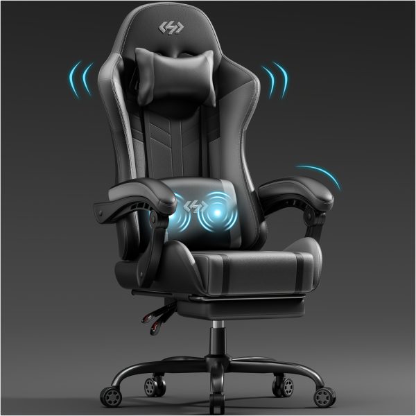 product-fancy-22f7e762-db8b-4dcd-af5b-479330940a85 Gaming Chair with Massage Lumbar Support Ergonomic Computer Chair for Adults with Footrest and Lumbar Support with 360° Swivel Seat PU Leather Office Chair, Crafted From Durable Faux Leather, Best Gift for Father and Boyfriend