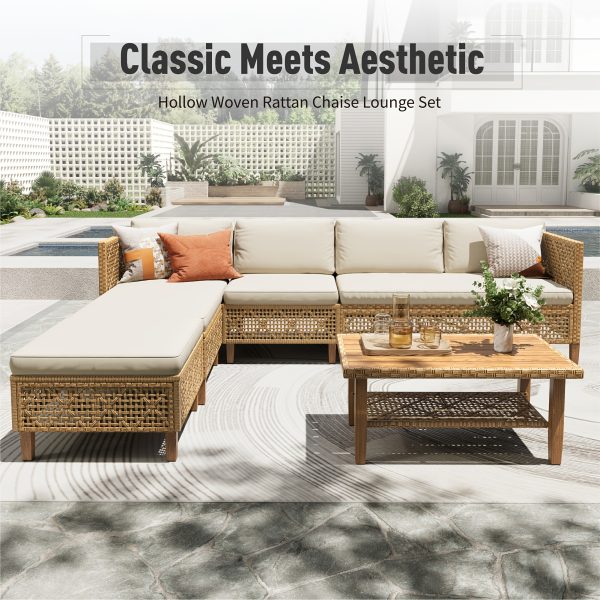 [Boho Wicker Patio Set] 1/2 Packages Shipping MixPatio Boho Wicker Patio Furniture Sofa Set, 3/6 Seaters, Outdoor Rattan Sectional Sets Conversation Set - Weather-Resistant, With Dual Storage Coffee Table for Garden, Patio & Deck