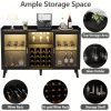product-fancy-23013115-4f63-4c65-b954-9006ef390913 Coffee Bar Cabinet With Wine Racks, Wine Bar Cabinet With Glass Holders, Kitchen Buffet Sideboard With Adjustable Storage Shelves, Freestanding Liquor Cabinet For Kitchen, Living Room, Dining Room