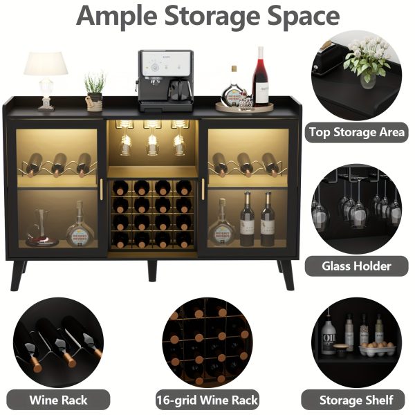 product-fancy-23013115-4f63-4c65-b954-9006ef390913 Coffee Bar Cabinet With Wine Racks, Wine Bar Cabinet With Glass Holders, Kitchen Buffet Sideboard With Adjustable Storage Shelves, Freestanding Liquor Cabinet For Kitchen, Living Room, Dining Room