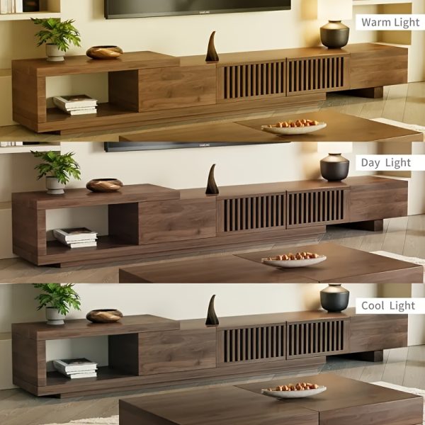 product-fancy-2367442f-bc55-4954-b3c2-2325deab9528 Mid-Century Modern Extendable TV Stand, 78" to 103", Space-Saving, Multi-Functional Storage, for Living Room Or Apartment