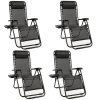 [Portable Foldable Chair] 4pcs Zero Gravity Lounge Chairs, Foldable Reclining Outdoor Chair with Pillow And Cup Holder, Space-Saving Portable Zero Gravity Chair for Patio, Poolside, Beach, Grassland, Camping
