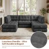 product-fancy-23a5c82d-6ee1-4d19-b41b-bbabf5e2014c Cloud-Like Chenille Sofa, 300Cm/118.1" Long, 174Cm/68.5" Wide, 84Cm/33" High, 1400Lbs Load Capacity, Ultra Soft & Durable, Pet Friendly, Easy Clean, with Side Storage Pocket & Easy Pull Handle Luxury Lounge Couch for Living Room
