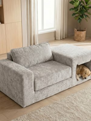 Comfy Deep-Seat Single Sofa with Exclusive Pet Resting Space, Made of High-Density And High-Resilience Foam. No Assembly Required, Multifunctional Modular Design, Suitable for Various Home Interior Decoration Scenarios