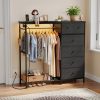 product-fancy-23e5f230-1f66-489f-9487-e5e2f028bcba Dresser with LED Lights And Charging Station for Bedroom - 6-Drawer Fabric Storage Dresser with Hanging Rack, Sturdy Wooden Top, Stable Anti-Tip Design, Perfect for Modern Homes & Apartments