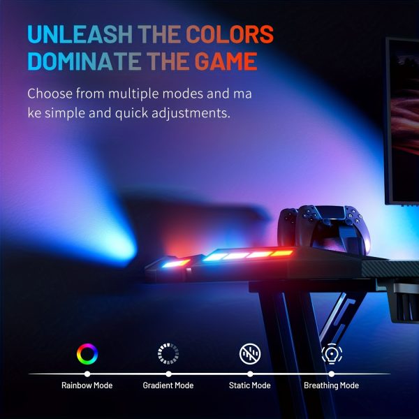 product-fancy-23f8c870-11ad-4138-9495-3a0bf1c99693 HOME DESK Gaming Desk With LED Lights Carbon Fibre Surface Gaming Table Large Computer Desk Ergonomic Home Office Desks Z Shaped PC Gamer Workstations With Headphone Hook & Cup Holder