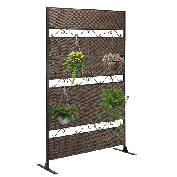 product-fancy-245fe30a-cb73-4857-af06-d5506118c282 6-Foot Outdoor Privacy Barrier, Stylish Fence, Standalone Woven Rattan Partition for Patio, Balcony, Garden, Backyard, Deck, Porch, in Brown Color