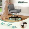 product-fancy-24605fa8-91e8-448b-ad5a-632c919521c2 27" W Criss Cross Chair With Wheels, Cross Legged Office Chair, Comfy Vanity Chairs With Wheels And Back, Swivel Armless Office Chairs, 2-Layer Cushion, Height Adjustable, Home Office