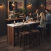 product-fancy-246cb396-e12b-478a-b92b-93f33a9e4656 55.12-Inch Home Bar Table with Spacious Top, Modern Freestanding Mini Bar Unit for Living Room, Kitchen, Basement & Balcony, Brown & Black