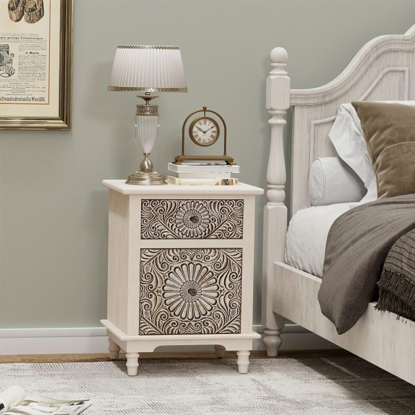product-fancy-248b2a98-d480-4be6-abf6-1a1feb917545 End Table Living Room Small Side Table W Drawer, 18" Vintage Wood Side Table, 2-Tier MDF Living Room End Table Wood Accent Table, Bed Side Table Nightstand, Christmas Holiday Decoration Table