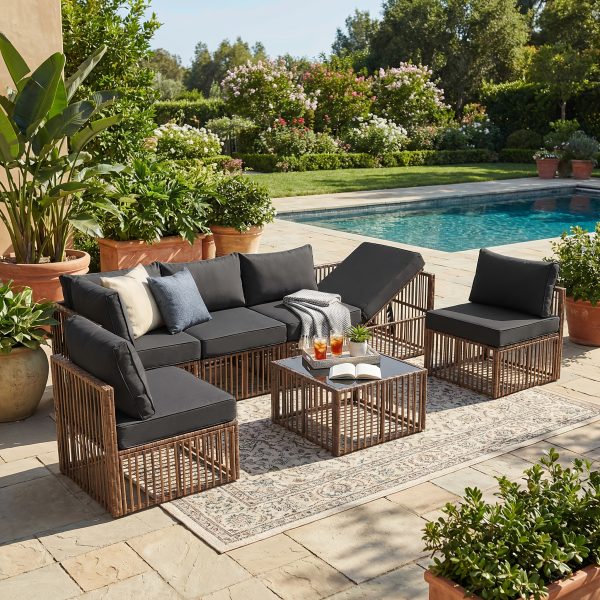 [All-Weather Wicker Set] Outdoor Patio Furniture Sets, All-Weather Wicker Patio Furniture Set with Multi-Functional Corner Sofa And Cushions, Coffee Table, Rattan Outdoor Sectional Conversation Sofa Set for Porch, Balcony, Backyard, Garden