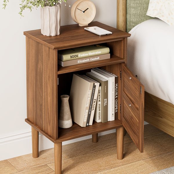product-fancy-24e270ce-509c-44f7-aa67-a0153f528b98 Bedside Table, Bohemian-style Bedside Cabinet with One Drawer, Contemporary Side Table Featuring Open Shelving, Wooden Tabletop Bedside Unit, Suitable for Bedrooms And Living Rooms., Bed Room Table