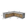 Modern L-Shaped Shoe Cabinet with 6 Rattan Drawers, Multi-Functional Wood Shoe Storage Cabinet with Storage Compartments, for Entryway And Living Room, Modern Design, Gray
