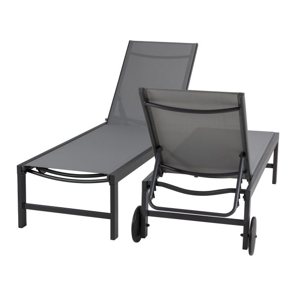 product-fancy-250fb29d-7303-4d37-af06-4eae72c68fbc 2pcs Aluminum Chaise Lounge Chairs with Wheels Outdoor Adjustable Recliner Five-Position and Full Flat All Weather for Patio, Beach, Yard, Pool