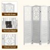 product-fancy-251d2f93-a403-4e40-85e6-09d8e290fc23 4/6 Panel Room Divider, 5.58 FT Folding Privacy Screen Room Separation, Freestanding Partition for Home Office Garden, Wood Carved Portable Room Divider Panel, Antique White/Rustic Brown