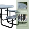 product-fancy-253311ab-32e5-4569-b803-8b008e5fa997 Heavy Duty Outdoor Metal Table and Bench Set Compatible for - -Weather Coated Steel Frame & Plastic Tabletop, Easy Assembly Outdoor Furniture for Park, Patio, Playground, School, Campsite - & Low Maintenance