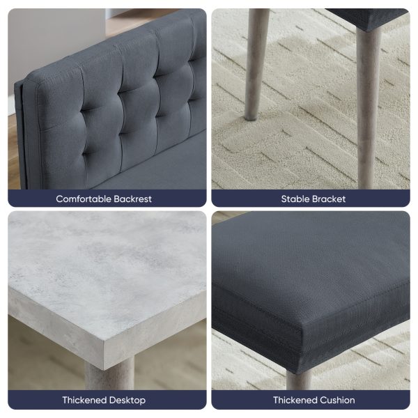 product-fancy-2562d9c3-cd23-488b-aa76-8c355bb1e316 3pcs L-Shaped Dining Nook Set with Bench, Modern Space-Saving Corner Breakfast Nook with Tufted Sofa And Marble-Look Table for Small Kitchens