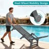 product-fancy-25980c0f-4652-4573-a04b-941277aed453 2pcs HDPE Wood Grain Outdoor Chaise Lounge Chairs, 78" All-Weather Patio Poolside Loungers with Wheels & Cup Holders, 5-Position Adjustable Recliners for Backyard & Summer Relaxation