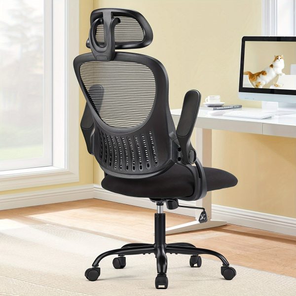 product-fancy-2599fb58-1a59-485e-9865-1b15ec06a144 Ergonomic Office Desk Computer Chair - High Back Comfy Swivel - Home Gaming Mesh Chairs With Wheels - 144° Tilt For Study - Adjustable Headrest - Comfortable Lumbar Support - Flip-up Arms