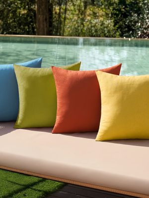 Set of 4 Summer Bohemian-Style Outdoor Decorative Pillow Covers, Measuring 18X18 Inches, Featuring Double-Sided Solid-Color Linen. Ideal for Terrace Tents, Garden Benches, And Decorations for Summer And Spring Weddings Or Birthday Parties