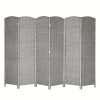 [Folding Rattan Room Divider] 6-Panel Folding Rattan Room Divider, 70.87'' H Folding Space Separator Partition Wall Dividers, Freestanding Hinged Privacy Screen