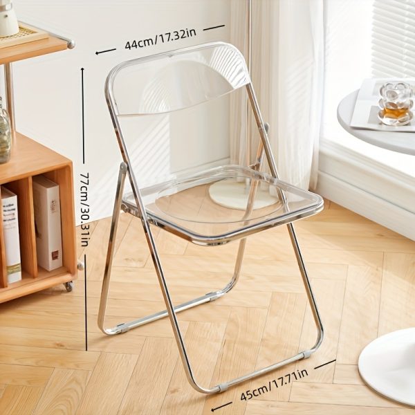 product-fancy-25ce3b89-e881-48a9-abdc-82f8deb8b29e Easy Photography Clothing Store Stool, No Cushion Design, Transparent Acrylic Folding Chair, Suitable for Restaurants, Offices, Reception Areas, Etc., Modern Minimalist Style Living Room Chair