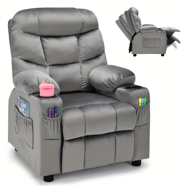 product-fancy-25ce4ce0-3e57-4014-83a3-799248a4d8df Girls' Pink Velvet Recliner Chair with Cup Holder & Storage Pocket - Heavy-Duty 300lb Capacity, Ergonomic Backrest & Armrests, Manual Recliner with Safety Belt - Modern Soft Cushioned Lounge Chair for Kids & Teens, Easy Assembly, Ideal for Bedroom, Living Room, Home Theater - Durable Wood Frame & Fabric, Ideal Gift for Girls 3-12 Years (Pink, Purple, Black, White, Grey Available), Lounge Chair for Teens, Comfortable Sitting, Playroom Seating, Stylish Recliner, Highcapacity Recliner, '