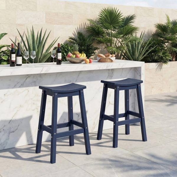 product-fancy-25dd83b6-d15c-4cf7-bf9a-6842ad9c65b8 2pcs HDPE Bar Stools 24 Inch, Outdoor Counter Height Bar Stools, All-Weather Resistant Patio Stools for Backyard Kitchen Deck, 400 LBS Capacity, Black/Blue/Gray