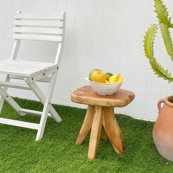 product-fancy-25e823da-fc80-4372-a280-ffeb34f4da00 Courtyard Footstool, Handcrafted Live Edge Wood Stool | One-of-a-Kind Natural Tree Slab for Use As Plant Stand, Patio, Garden & Cozy Reading Nook