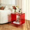 AESOME Modern Clear Acrylic Nightstand with Open Shelf - Portable Bedside Table Suitable for Small Spaces, Multicolor Contemporary Shelf Unit, Assembly Bedside Storage for Bedroom, Bathroom, Office, Living Room, Non-Wood