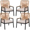 [Rattan Dining Chair Set] Outdoor Rattan Dining Chair Set of 2/4, Wide Outdoor Rattan Chair with 21-Inch Seat Width, Ergonomically Curved Backrest, Removable Cushion, Suitable for Patios, Lawns, Gardens, Backyards, Poolside, Balconies, and Other Spaces, Rattan Patio Chair