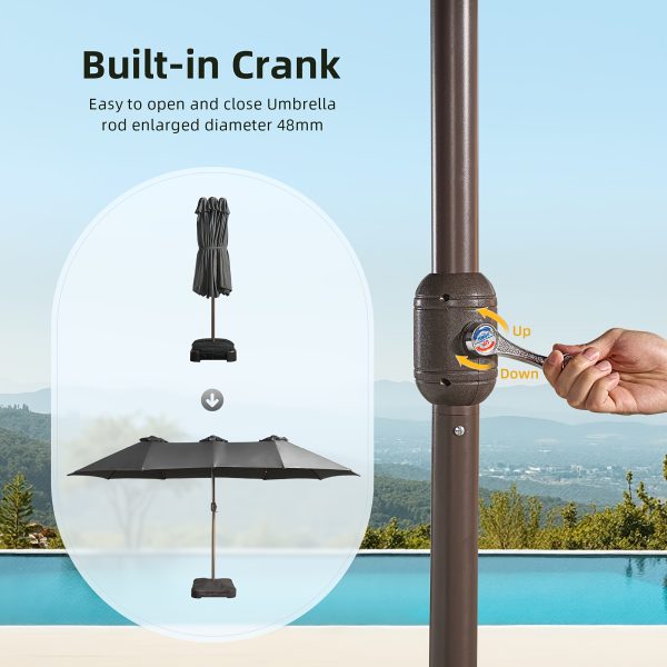 product-fancy-26623e92-9a5c-47e0-9e8f-fcd5732c0ce1 15ft Double Sided Patio Umbrella With 36 Solar LED Lights, 8Hr Auto-Illumination, Commercial-Grade Wind-Resistant Steel Frame & Premium Polyester Fabric, Outdoor Oversized Market Table Umbrella - 12 Heavy Duty Ribs (Base Included)