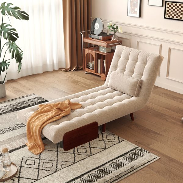 product-fancy-266321f4-bda1-44a9-b159-97419e76a391 1 Modern Cotton And Linen Convertible Sofa Bed with 5 Adjustable Backs, Adjustable Height Pillows - Living Room Recliner, Single Or Double Use, Living Room Furniture Sofa | Neutral Home Decor | Wood Frame Sofa (Beige/Coffee)