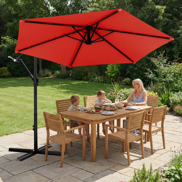 product-fancy-26a0149d-e443-40d7-8021-96987ec70efb 10-Foot Cantilever Patio Umbrella Featuring an Infinite Tilt Mechanism, Offset Outdoor Umbrella with a Cross Base, Durable Crank Lift Market Umbrella Suitable for Yards, Gardens, And Decks (Weighted Base Sold Separately)