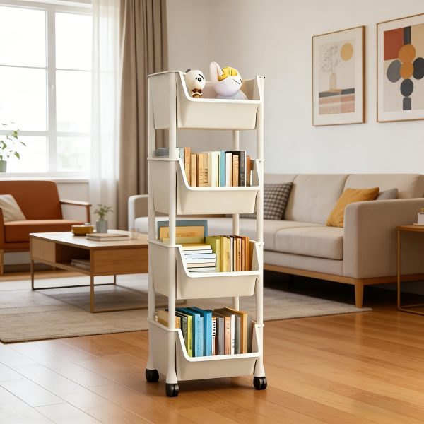 product-fancy-26d3d7ae-0990-4c9c-8611-70cf1f0bddfc Multi-Functional Bookshelf, Floor Standing Storage Rack, Movable Snack & Sundries Cart, Multi-Layer Organizer Shelf for Living Room And Kitchen