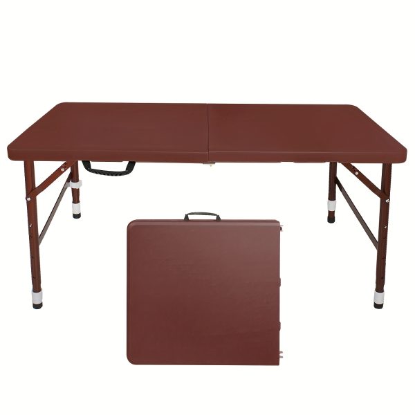 [Portable Picnic Table] Folding Table Purple Yellow Bule Portable Plastic Picnic Dining Table Fold-in-Half for Camp Party Kitchen Indoor Outdoor 4ft