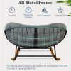 [Outdoor Rocking Chair] Outdoor Patio Rocking Chair, Oversized Papasan Rocking Chair for 2 with E-Coated Steel Frame And Thick Cushion