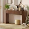 product-fancy-27379c09-1d17-4e21-8586-fbd77897b27d 63"/55 Inch Console Table with 2 Drawers, Fluted Entryway Tables with Storage, Sofa Table Behind The Couch, Hallway Tables, Mid-Century Modern Foyer Table for Entryway, Hallway, Living Room, Walnut/Black/Natural White