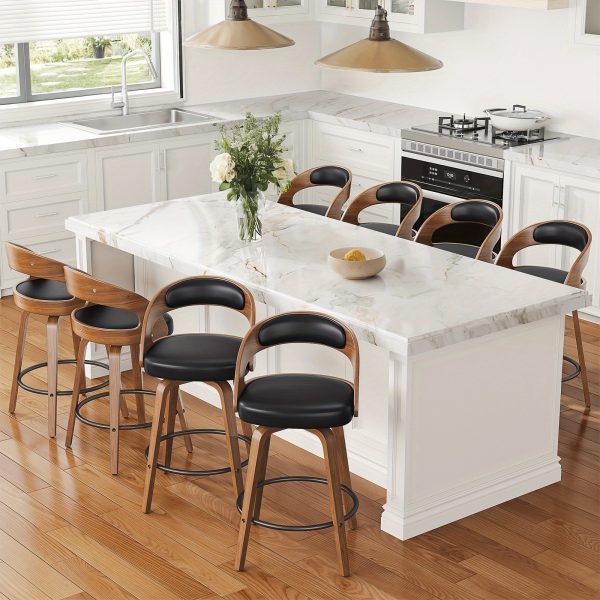 product-fancy-2788095d-98dd-4bb5-be6e-e5d2f8787a98 3/4pcs Bar Stool Set: Luxurious Faux Leather, Swivel And Armless Kitchen Counter Stools with Thickened Cushion And Back Support, Designed for Kitchen Islands And Bar Counters