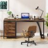 product-fancy-279e74e5-0fff-4ea1-9373-fcf7f14c2ce8 59-Inch Industrial Computer Desk with 3 Reversible Drawers & File Storage - Brown Engineered Wood & Black Metal Workstation, Adjustable Foot Pads, Smooth Edges, Easy Assembly for Home Office, Desk Accessories Office, Sturdy Construction, Study Writing Table, Rustic Furniture, Highquality Materials, Remote Workers