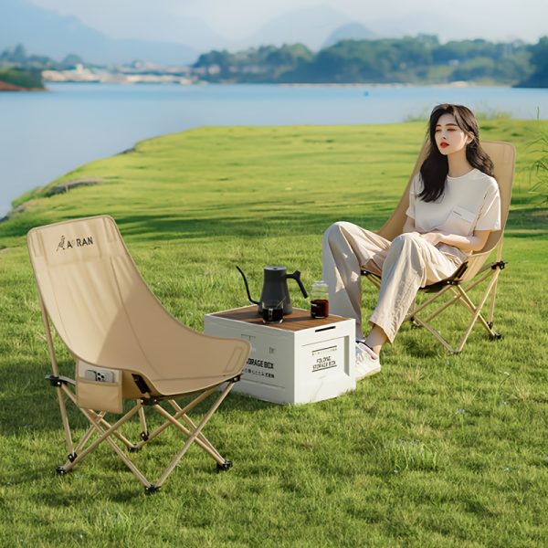product-fancy-27ace9a8-2cd3-49c4-b7e7-41f2b1295e44 2 High-backed Moon Chairs Come with A Storage Bag for Easy Folding And Storage - Durable Iron Alloy, Suitable for Courtyards, Outdoor Leisure, Camping And Fishing Beach Chairs