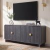 70'' Modern TV Stand, Entertainment Center with Adjustable Shelves, Curved Profile Design, Media Console for Living Room