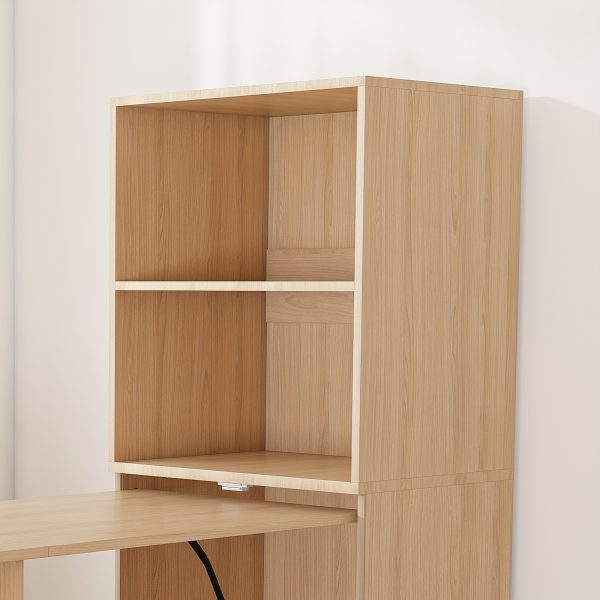 product-fancy-2827c30f-7867-4a27-892e-6ea8310265ec Foldable Stretchable Adjustable Height Desk with Mobile Wheels & Storage Shelves - Space-Saving Heavy-Duty PVC Frame, Walnut for Office, Small Apartments, Dorm Rooms - Easy Assembly Freestanding Writing Table