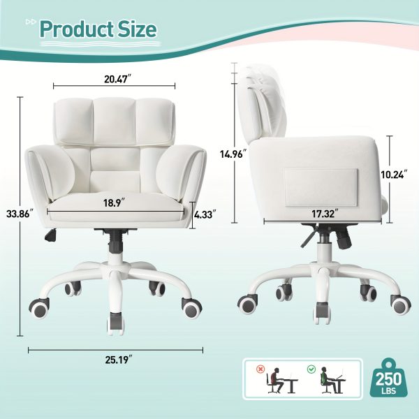 product-fancy-28755462-2eba-47b1-b0b3-29aa58dd32bf Vanity Chair Skin-Friendly Material with Mid-Back, Modern Adjustable Height Upholstered Swivel Chair with Wheels, Desk Chairs Comfy with Side Pockets for Bedroom