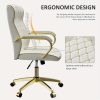 product-fancy-28c520fe-8943-4fd7-9c38-e584b9cf9c6d Executive High Back Office Chair With Tufted Design, Ergonomic Computer Desk Chair With Padded Armrests, Faux Leather Task Chair With Golden Metal Frame