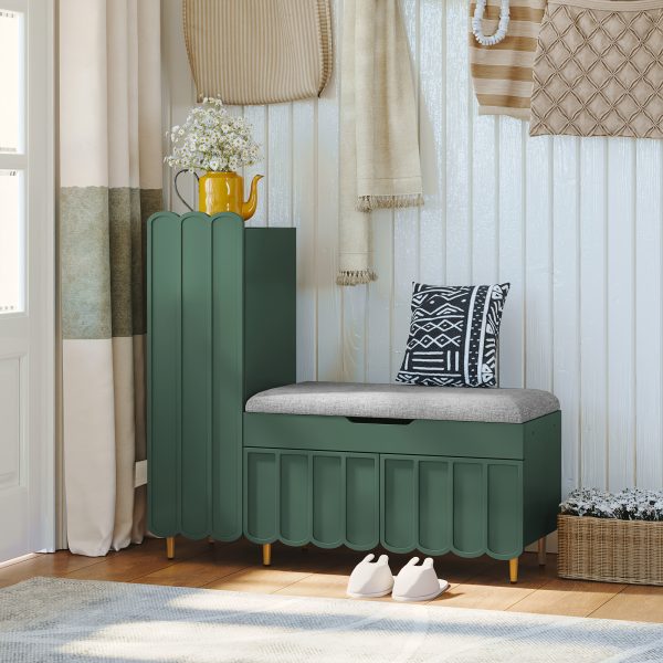product-fancy-28c54019-f1f1-4759-8814-e430771aa9ef Shoe Organizer Cabinet, Entryway Bench With Adjustable Shelves And Cushioned Seat, Unique L-Shaped Bench Cabinet For Entryway
