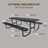 4/6FT Heavy-Duty Metal Picnic Tables For Outdoor, Rectangular Commercial 4-6-Person Picnic Tables With Bench, Expanded Picnic Table And Bench Set, Outside Furniture Set For Yard, Outside, Garden, Backyard, Porch, Patio, Lawn, Black, Weather Resistant