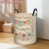 product-fancy-29361fad-f496-4c4e-8870-7c61597ba0dc 1pc Laundry Basket with Cute Floral & Clothespin Design - High-Capacity Foldable Hamper, Durable Polyester Fabric Storage Bin with Sturdy Handle for Bedroom, Bathroom, Dorm Organization (Beige)